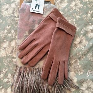 Rose Taupe Women's Suede-Look Gloves